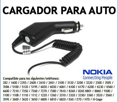 CARGADOR DE AUTO NOKIA